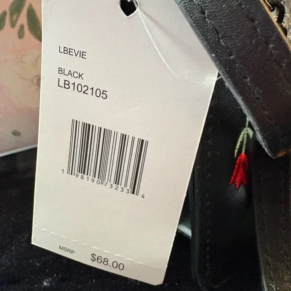 Luv Betsey - Black Satchel with Red Tulip Embroidery - Picture 7 of 12